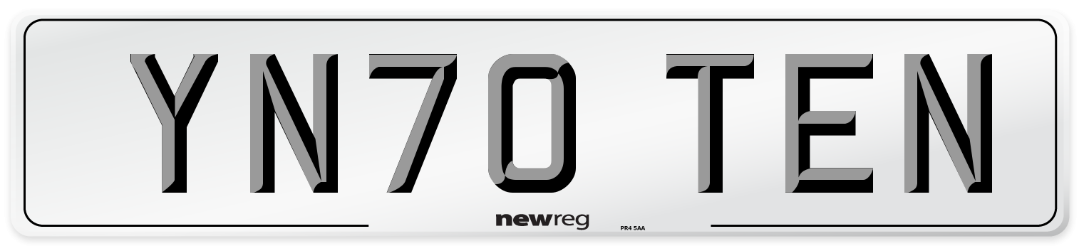 YN70 TEN Number Plate from New Reg